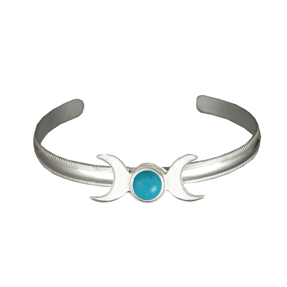 Sterling Silver Moon Phases Cuff Bracelet With Turquoise